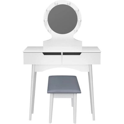 Home Deluxe Coiffeuse Miranda Blanc LED Miroir - Publicité Home Deluxe Coiffeuse Miranda Blanc LED Miroir - Publicité