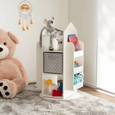 Estantería infantil giratoria Home Deluxe - 360° MDF, Blanco - Almacenamiento para Niños Estantería infantil giratoria Home Deluxe - 360° MDF, Blanco - Almacenamiento para Niños