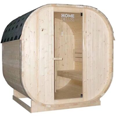 Marca: Outdoor Sauna CUBE L - Madera de abeto resistente, Estufa 6kW, Puerta de vidrio segura Marca: Outdoor Sauna CUBE L - Madera de abeto resistente, Estufa 6kW, Puerta de vidrio segura