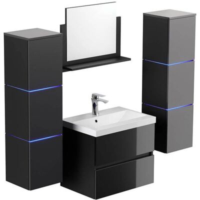 Badmöbel - WANGEROOGE Deluxe XL - Schwarz - Armario de baño Badmöbel - WANGEROOGE Deluxe XL - Schwarz - Armario de baño