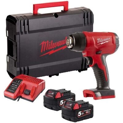 Milwaukee M18 BHG-502 Cordless Heat Gun - 18V, 2x 5.0Ah Batteries Milwaukee M18 BHG-502 Cordless Heat Gun - 18V, 2x 5.0Ah Batteries