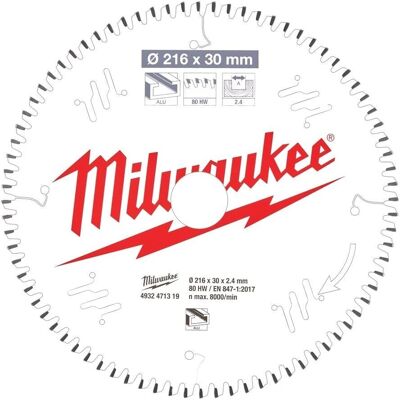 Milwaukee Kompakt Aluminium Cirkel sågblad 216mm - 80 Tänder Milwaukee Kompakt Aluminium Cirkel sågblad 216mm - 80 Tänder
