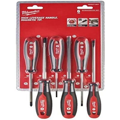 Milwaukee 6er Schrauberset - Kreuz, Schlitz, Sechskant Milwaukee 6er Schrauberset - Kreuz, Schlitz, Sechskant