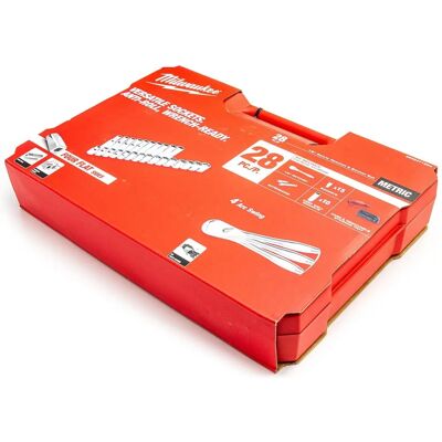 Set de 28 piezas Milwaukee con carraca - Metal duradero, diseño compacto Set de 28 piezas Milwaukee con carraca - Metal duradero, diseño compacto