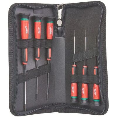 Milwaukee Set aus 6 Präzisions-Torx-Schraubendrehern - Schwarz-Rot Milwaukee Set aus 6 Präzisions-Torx-Schraubendrehern - Schwarz-Rot