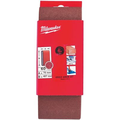 MILWAUKEE Schleifstoffband - 75x457mm, Körnung 60 - Schleifband MILWAUKEE Schleifstoffband - 75x457mm, Körnung 60 - Schleifband