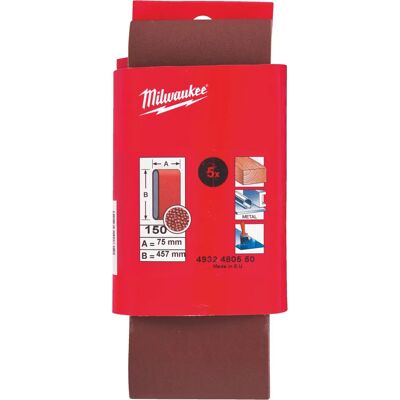 Milwaukee slibebånd af tekstil - Korn 150, 75×457 mm Milwaukee slibebånd af tekstil - Korn 150, 75×457 mm