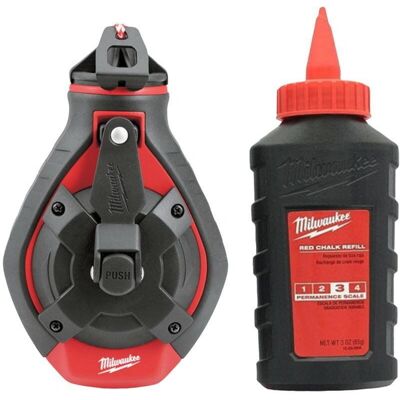 Milwaukee - Bold Line Chalk Reel - 100' / 30m - Red Chalk - Chalk Line Milwaukee - Bold Line Chalk Reel - 100' / 30m - Red Chalk - Chalk Line
