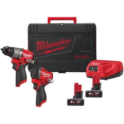 Milwaukee M12 FPP2X2-402X - Kit di Attrezzi - Trapano e avvitatore a impulsi 12V Milwaukee M12 FPP2X2-402X - Kit di Attrezzi - Trapano e avvitatore a impulsi 12V