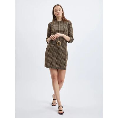 Fustă cu Model Maro pentru Femei - Mâneci 3/4 - Rochie Casual Fustă cu Model Maro pentru Femei - Mâneci 3/4 - Rochie Casual