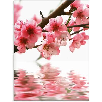 ARTLAND Pfirsichblüten reflektieren im Wasser Glasbild - Wandbild ARTLAND Pfirsichblüten reflektieren im Wasser Glasbild - Wandbild