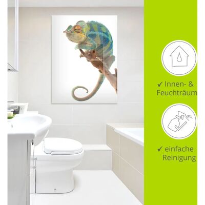 ARTLAND Weißes Glasbild - Ambanja Panther Chamäleon - Reptilien Wanddekoration - 45x60cm ARTLAND Weißes Glasbild - Ambanja Panther Chamäleon - Reptilien Wanddekoration - 45x60cm