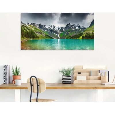 ARTLAND - Bergsee - Grün - 30x30 - Glasbild ARTLAND - Bergsee - Grün - 30x30 - Glasbild