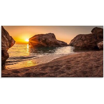 ARTLAND Sonnenuntergang und Strand Glasbild - Wanddekoration ARTLAND Sonnenuntergang und Strand Glasbild - Wanddekoration