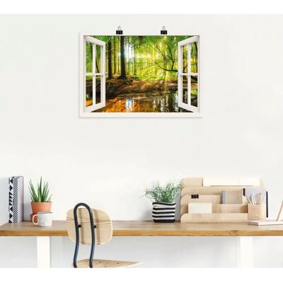ARTLAND Fensterblick - Wald mit Bach Leinwandbild ARTLAND Fensterblick - Wald mit Bach Leinwandbild