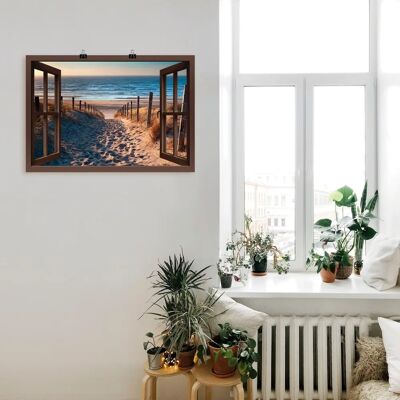 ARTLAND Fensterblick Nordsee Strand Leinwandbild - Landschaft ARTLAND Fensterblick Nordsee Strand Leinwandbild - Landschaft