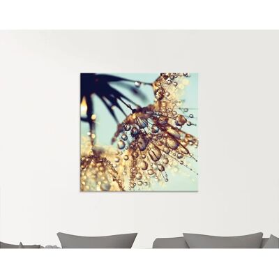 ARTLAND Blaues Glasbild Pusteblume Goldener Regen - Wandbild ARTLAND Blaues Glasbild Pusteblume Goldener Regen - Wandbild