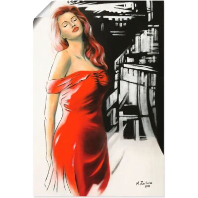 ARTLAND - Schönheit im roten Kleid - 40x60 cm - Wall art ARTLAND - Schönheit im roten Kleid - 40x60 cm - Wall art