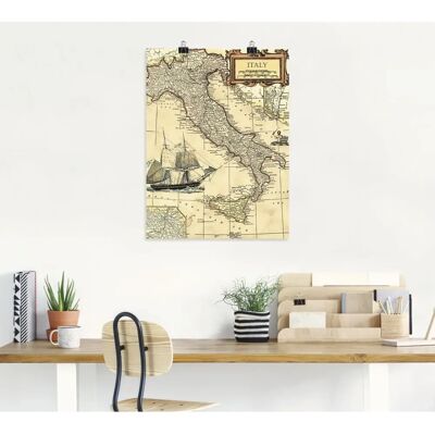 ARTLAND - Italienkarte - 30 cm x 40 cm - beige - Wall art ARTLAND - Italienkarte - 30 cm x 40 cm - beige - Wall art