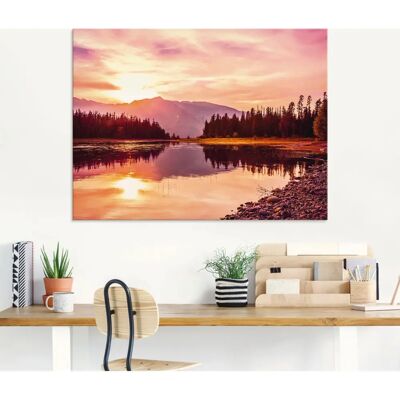 ARTLAND Grand Teton Gebirge bei Sonnenuntergang Glasbild - Wandkunst ARTLAND Grand Teton Gebirge bei Sonnenuntergang Glasbild - Wandkunst