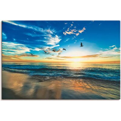 ARTLAND Strand Möwen Meer Sonnenuntergang Wandbild - Für drinnen/Draußen ARTLAND Strand Möwen Meer Sonnenuntergang Wandbild - Für drinnen/Draußen