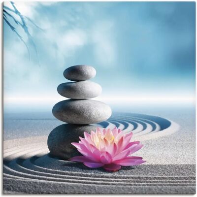 ARTLAND - Sand, Lilie und Spa-Steine Zen-Garten - Wall art ARTLAND - Sand, Lilie und Spa-Steine Zen-Garten - Wall art