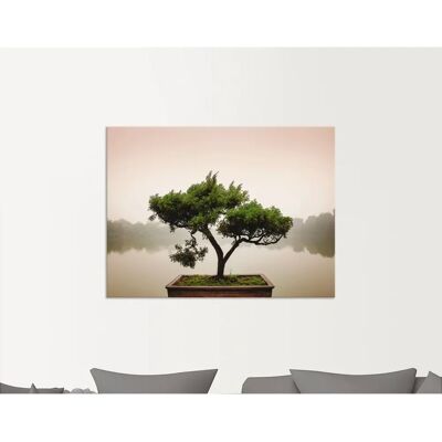 ARTLAND Chinesischer Bonsaibaum Wandbild - Landschaft, Modern, Grün ARTLAND Chinesischer Bonsaibaum Wandbild - Landschaft, Modern, Grün