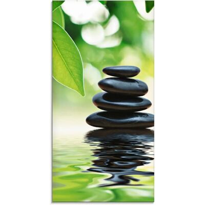 ARTLAND Zen Steinpyramide Glasbild - Grün, 50x100cm ARTLAND Zen Steinpyramide Glasbild - Grün, 50x100cm