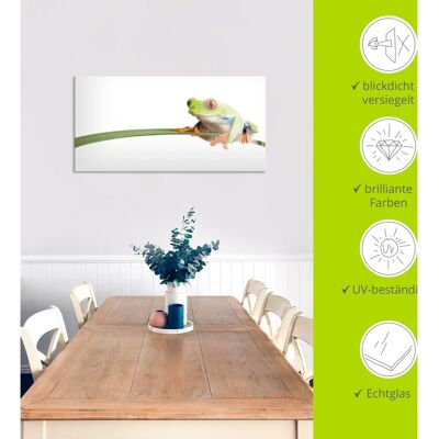 ARTLAND - Frosch auf einem Blatt - 30x30 cm - Glasbild ARTLAND - Frosch auf einem Blatt - 30x30 cm - Glasbild