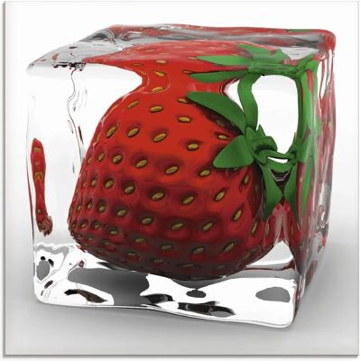 ARTLAND Erdbeere in Eis Glasbild - Wanddekoration ARTLAND Erdbeere in Eis Glasbild - Wanddekoration