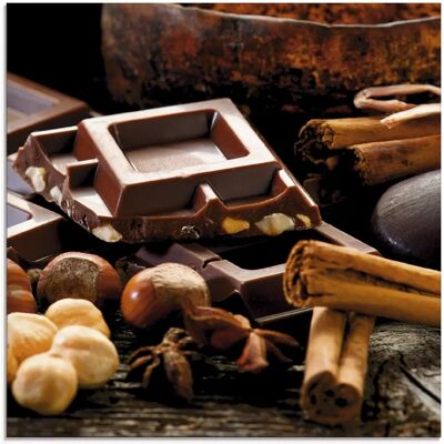 ARTland - Schokolade mit Zutaten - Braun - 20x20 cm - Glass picture ARTland - Schokolade mit Zutaten - Braun - 20x20 cm - Glass picture