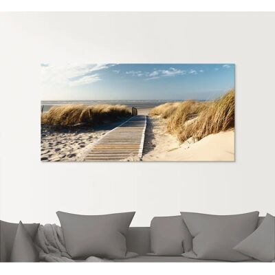 ARTLAND Glaswandbild Nordseestrand auf Langeoog - Steg - Beige - 60x45cm - Produkttyp ARTLAND Glaswandbild Nordseestrand auf Langeoog - Steg - Beige - 60x45cm - Produkttyp