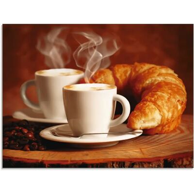 ARTLAND Kaffee und Croissant Wandbild - Glasbild ARTLAND Kaffee und Croissant Wandbild - Glasbild