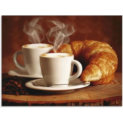 ARTLAND Kaffee und Croissant Wandbild - Glasbild ARTLAND Kaffee und Croissant Wandbild - Glasbild
