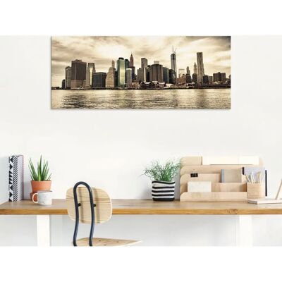 ARTLAND Lower Manhattan Skyline Glasbild - 125x50cm, Beige ARTLAND Lower Manhattan Skyline Glasbild - 125x50cm, Beige