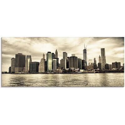 ARTLAND Lower Manhattan Skyline Glasbild - 125x50cm, Beige ARTLAND Lower Manhattan Skyline Glasbild - 125x50cm, Beige
