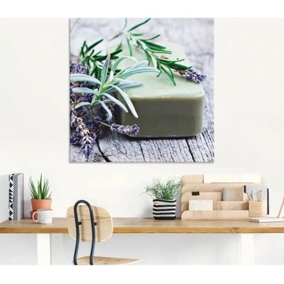 ARTLAND Glasbild - Natürliche Seife mit Kräutern - 60x45cm - Grün ARTLAND Glasbild - Natürliche Seife mit Kräutern - 60x45cm - Grün