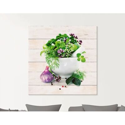 ARTland - Heilkräuter auf weißem Hintergrund Küche - beige - 20x20 cm - Glasbild ARTland - Heilkräuter auf weißem Hintergrund Küche - beige - 20x20 cm - Glasbild