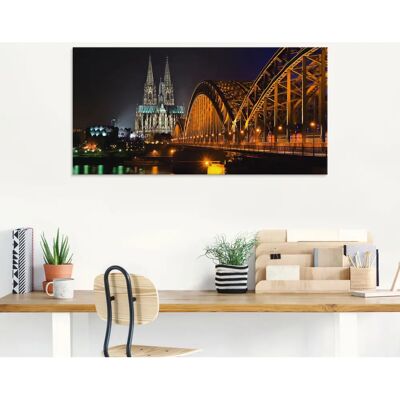 ARTLAND Kölner Dom mit Brücke Glasbild ARTLAND Kölner Dom mit Brücke Glasbild