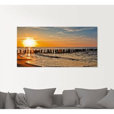 ARTLAND Glasbild Sonnenuntergang Strand - 80x60cm - Orange ARTLAND Glasbild Sonnenuntergang Strand - 80x60cm - Orange