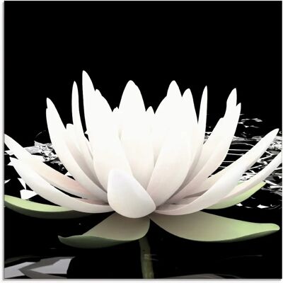 ARTLAND Schwarzes Glasbild - Zwei Lotusblumen auf Wasser - 40x40cm - Moderne Wanddekoration ARTLAND Schwarzes Glasbild - Zwei Lotusblumen auf Wasser - 40x40cm - Moderne Wanddekoration