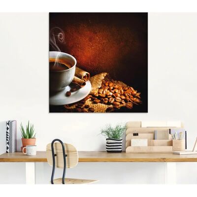 ARTLAND Kaffeetasse mit Kaffebohnen Glasbild - Wandbild ARTLAND Kaffeetasse mit Kaffebohnen Glasbild - Wandbild