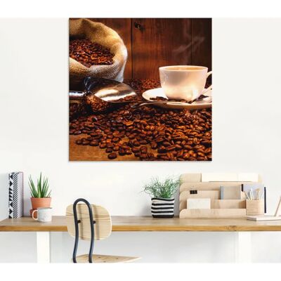 ARTLAND - Kaffeetasse Leinensack - Braun - 30x30 cm - Glass wall art ARTLAND - Kaffeetasse Leinensack - Braun - 30x30 cm - Glass wall art