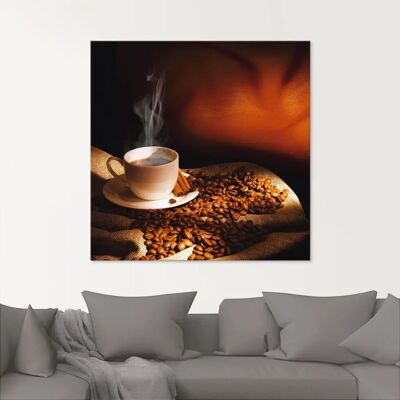 ARTLAND - Dampfende Tasse Kaffee - Braun - Glass picture ARTLAND - Dampfende Tasse Kaffee - Braun - Glass picture