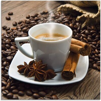 ARTland - Kaffeetasse Leinensack - 30x30 cm - braun - Glass picture ARTland - Kaffeetasse Leinensack - 30x30 cm - braun - Glass picture