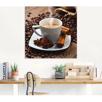 ARTland - Kaffeetasse Leinensack - Braun - Glasbild ARTland - Kaffeetasse Leinensack - Braun - Glasbild