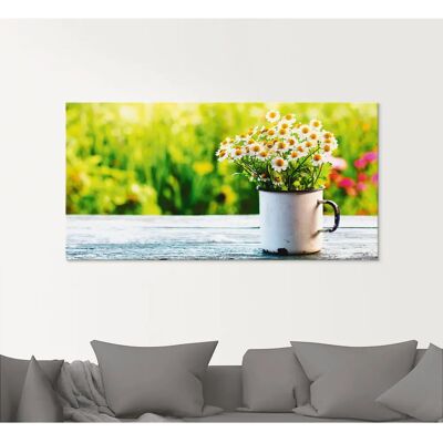 ARTLAND Frühlingsgarten mit Gänseblümchen Grün Glasbild - Wandbild ARTLAND Frühlingsgarten mit Gänseblümchen Grün Glasbild - Wandbild