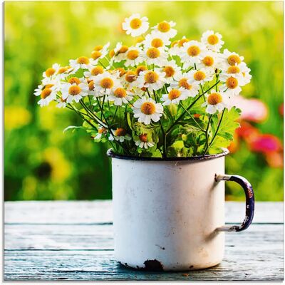 ARTland - Frühlingsgarten mit Gänseblümchen - 30x30 cm - Grün - Glass picture ARTland - Frühlingsgarten mit Gänseblümchen - 30x30 cm - Grün - Glass picture