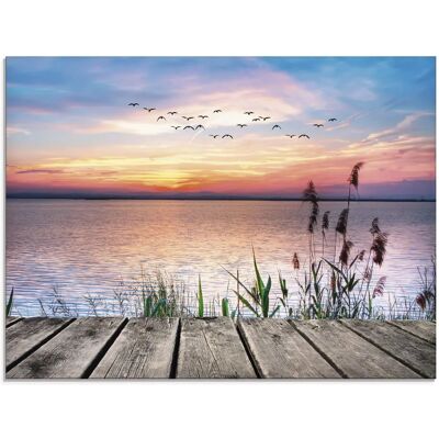 ARTLAND Glasbild - Der See in den Wolkenfarben - Blau ARTLAND Glasbild - Der See in den Wolkenfarben - Blau
