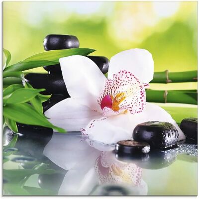ARTLAND Grün Spa Steine Bambus Orchidee Glasbild 50x50cm ARTLAND Grün Spa Steine Bambus Orchidee Glasbild 50x50cm